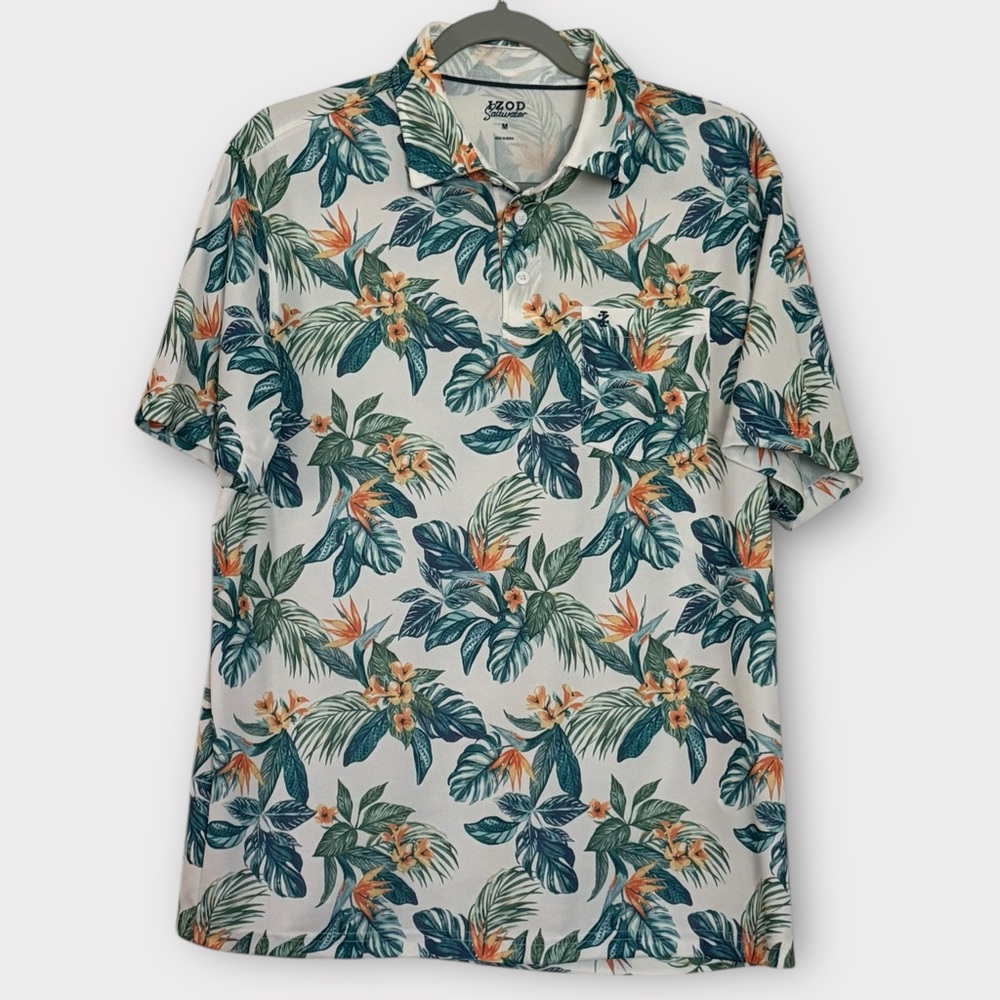 Izod Saltwater Hawaiian Men’s Polo Shirt, 
Sz M, Tropical NWOT